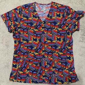 Divine Stretch Print Scrub Top